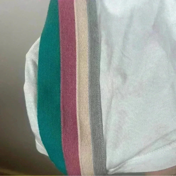 Monrow Striped White Tee - Picture 5 of 6